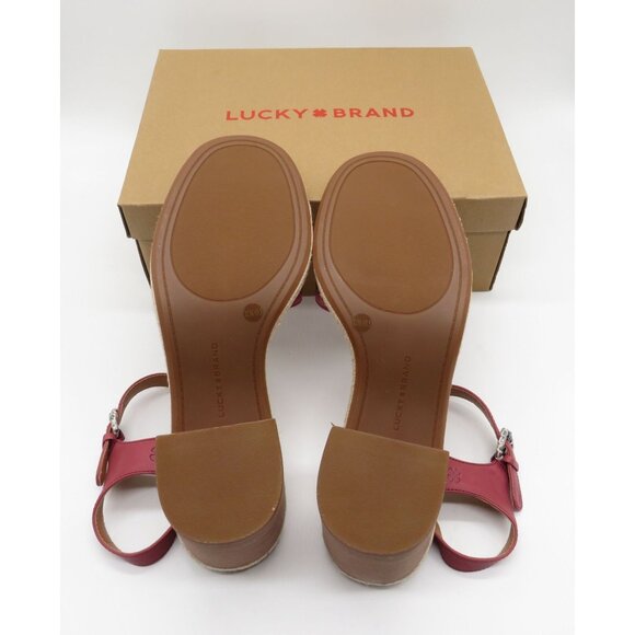 Lucky Brand Women's Rose Red Ankle Strap Block Heel Sandals Size 12 NEW - Picture 7 of 7